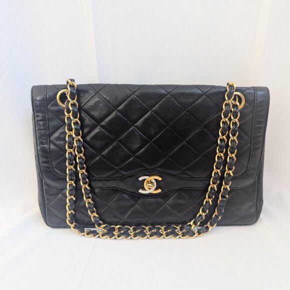 CHANEL Handbags - Chanel Vintage Paris Limited Edition Black Lambskin Double Flap Bag
